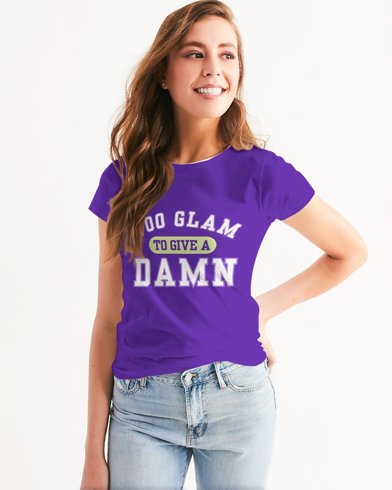 Too Glam to Give a Damn Purple Women's All-Over Print Tee
