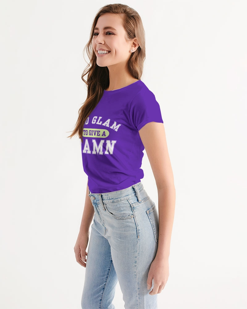 Too Glam to Give a Damn Purple Women's All-Over Print Tee
