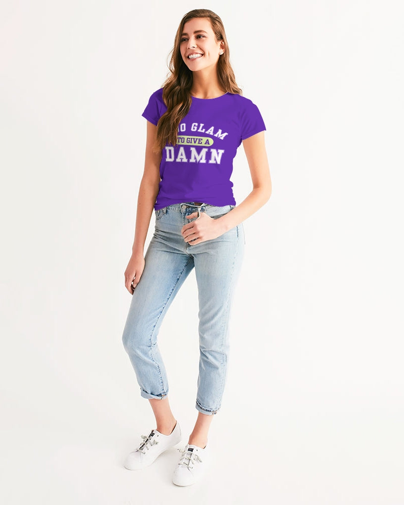 Too Glam to Give a Damn Purple Women's All-Over Print Tee
